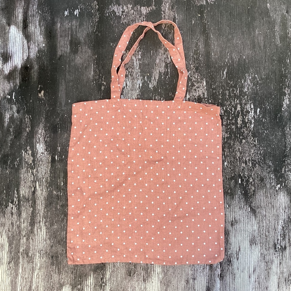 NEW not perfect linen tote bag POLKA DOTS